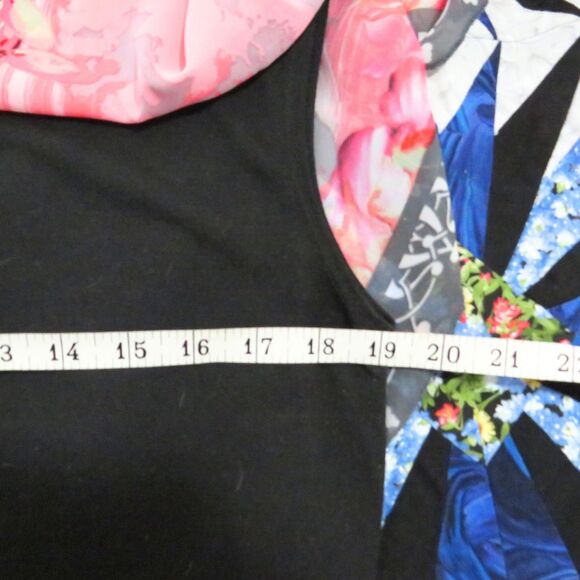 B.L.E.U. Flowy Blouse Sz S Women Peach and Black Boho Fairy Core for Cruises - Picture 6 of 8